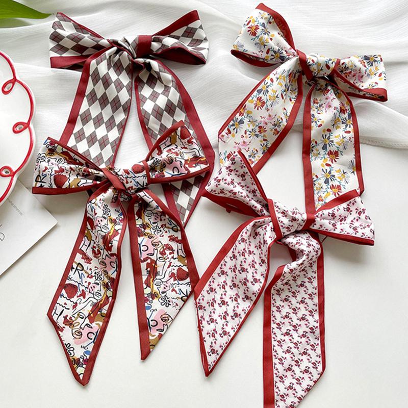 New Luxury Narrow Short Woman's Silk Scarf Skinny Scarves Hairband Hair Strip Ribbon Small Bag Handle Ribbon Kerchief Lady Tie