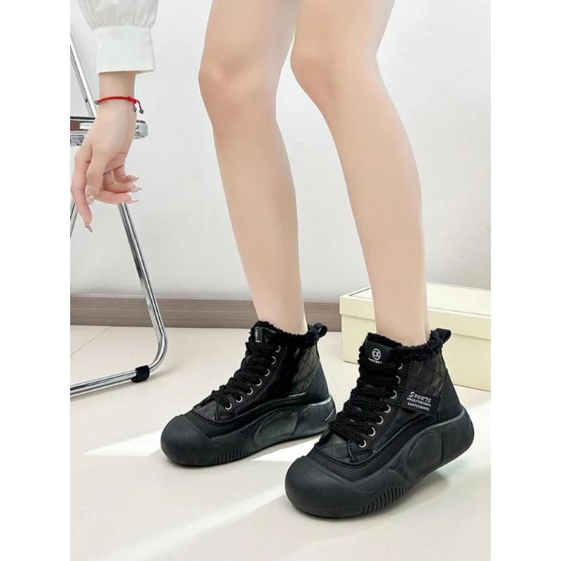 Women's Sports Shoes On Offer 2024 New Sneakers Leather Lace Up Winter Women Vulcanized Shoe Lightweight Canvas Round Toe Casual