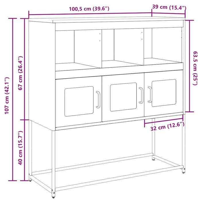 VidaXL Buffet noir 100,5x39x107 cm acier laminé à froid 853416