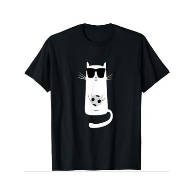 A Cat Wearing Sports Glasses Playing Football T-Shirt, Men'S T-Shirt, Graphic T-Shirt, Funny T-Shirt, Men'S Football Shirt Soccer Graphic Tee.