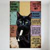 Retro DIY Black Cat Green Eyes Humorous Poster Metal Tin Sign for Home Bar Cafe Wall Decor Vintage Art Plaque