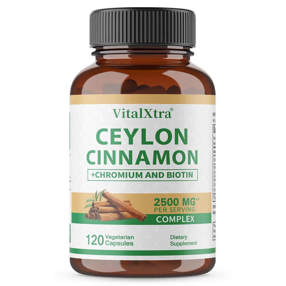 Ceylon Cinnamon Capsules 2500 Mg Chromium Biotin Supplement 120 Capsules