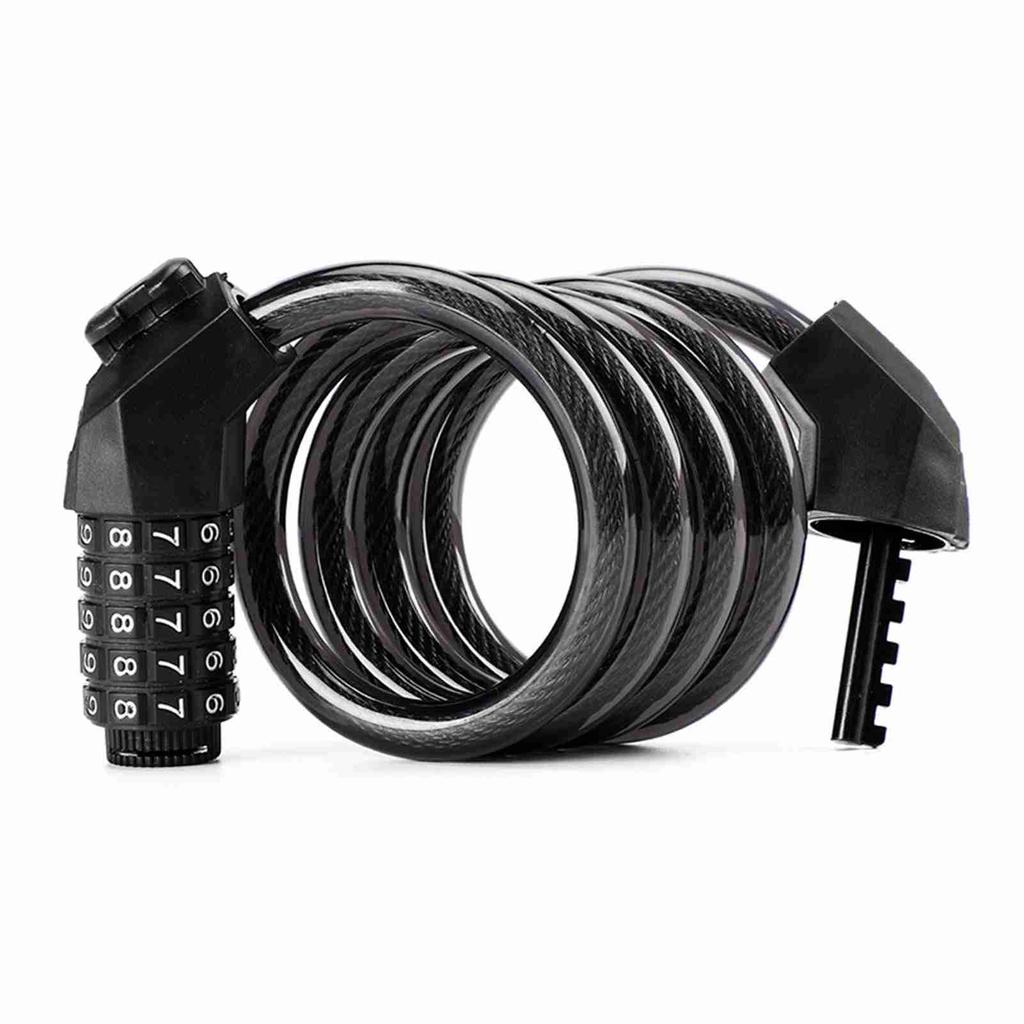 5 Digit Anti Theft Bike Cable Lock Black Thickened Wear Proof Portable Security Bike Chain Lock