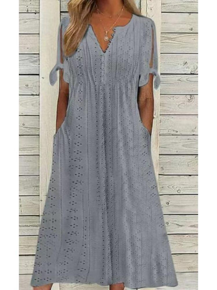 Fashion New Loose Fit Casual Dress High Waisted Embroidered
