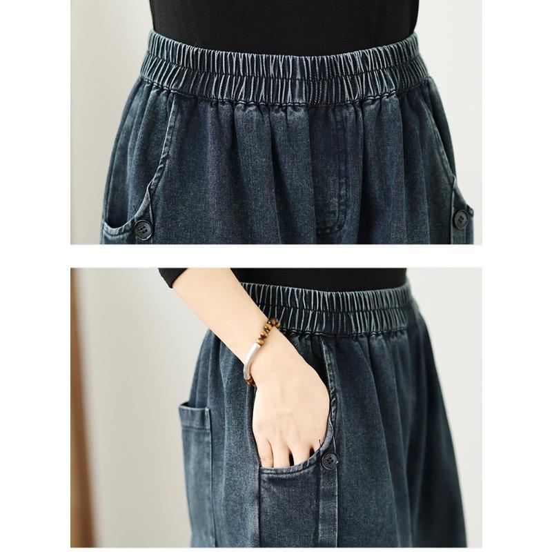 DIMANAF 2026 Herbst Winter Neu Übergröße Damen Jeans Blaue Lange Hosen Elastische Taille Locker Lässig Denim Baumwolle Dicke Hosen Vintage Dame