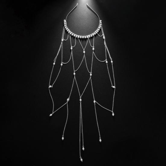 Bentiță de damă cu ciucure cu perle de imitație, design picătură, cerc de păr pentru nuntă, petreceri de aniversare, accesoriu de păr