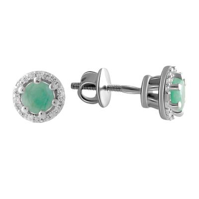 Silberohrringe mit natürlichem Smaragd 1,442 ct (1966686)