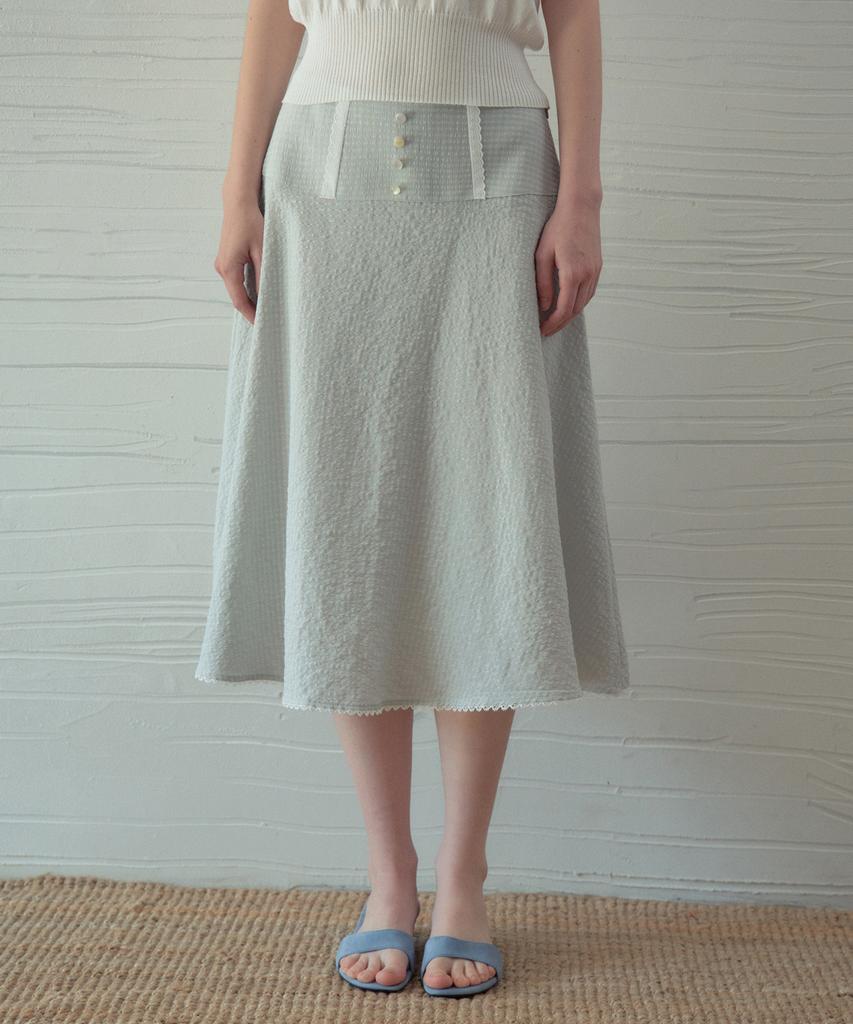Aueonoseuteljia Beni Lace Check Button Skirt_Light Blue(Ob6Sk13)