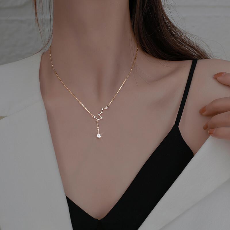2022, Plated 925 Silver Big Dipper Necklace, Light Luxury Niche Design, Tassel Exquisite Collarbone Chain For Women