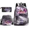 3 Piece School Backpack Set for Students Large Capacity Oxford Cloth Schoolbag with Shoulder Strap and Pencil Case