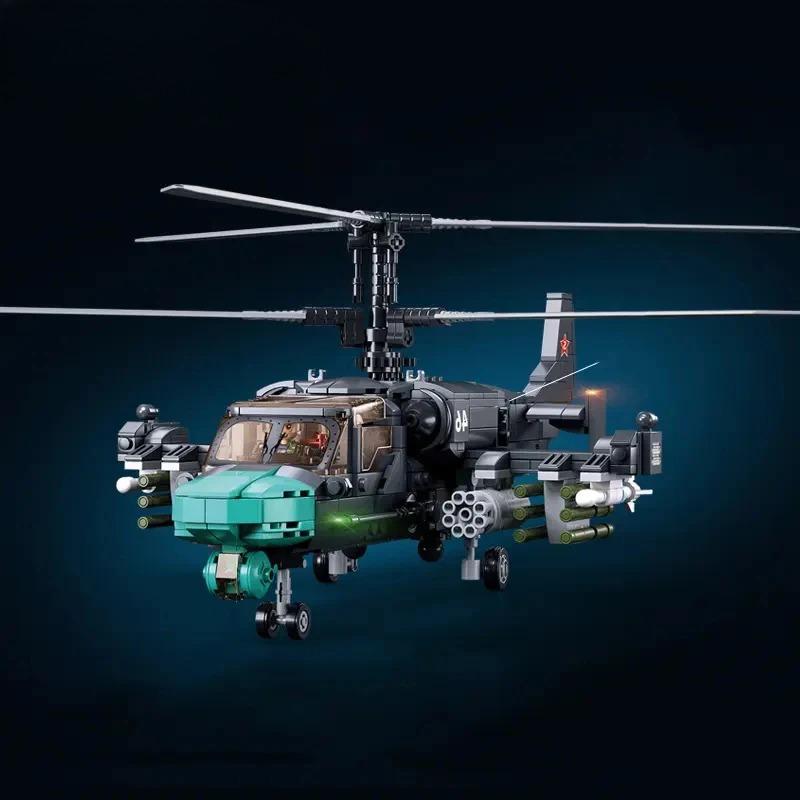 913PCS KA-52S Attack Helicopter Building Blocks Military Army Weapon Creative Soldier Figure Dolls Model Bricks Toys for Kids No Box