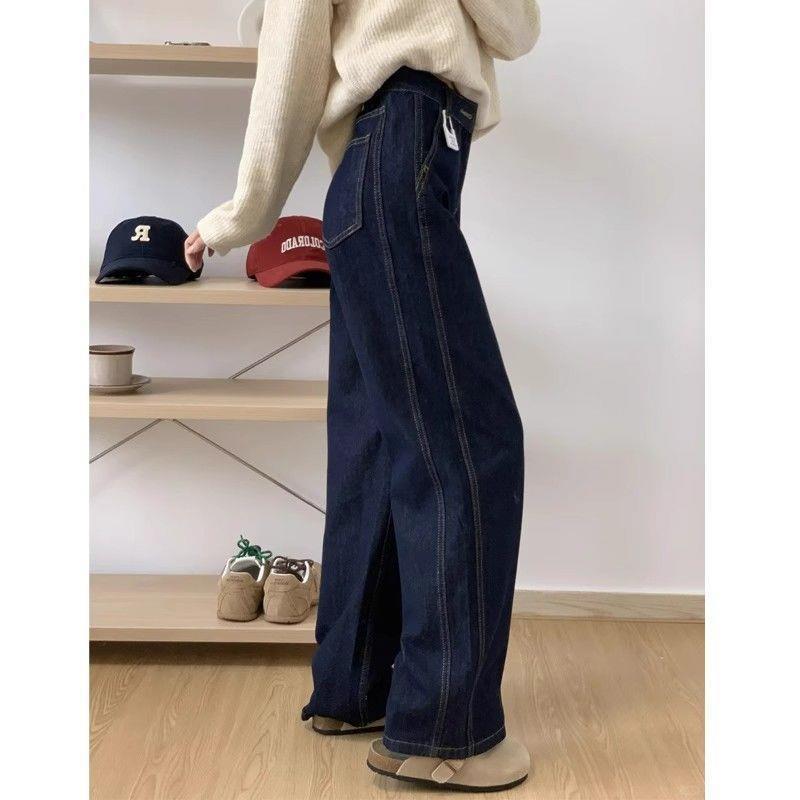 

2026 Spring New Arrival: Women s Plus Size Dark Blue Skinny Jeans - Slimming Wide-Leg Drape, Pear Shape Straight Leg, Trendy Style S (suggested weight: 80-98 kg) темно-синий