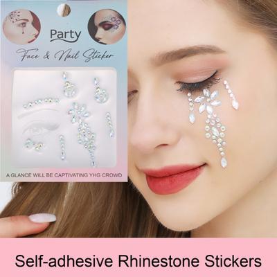 Face Eye Stickers for Women Self Adhesive Rhinestone Makeup Tattoos Nail Stickers for Halloween Party Decorations