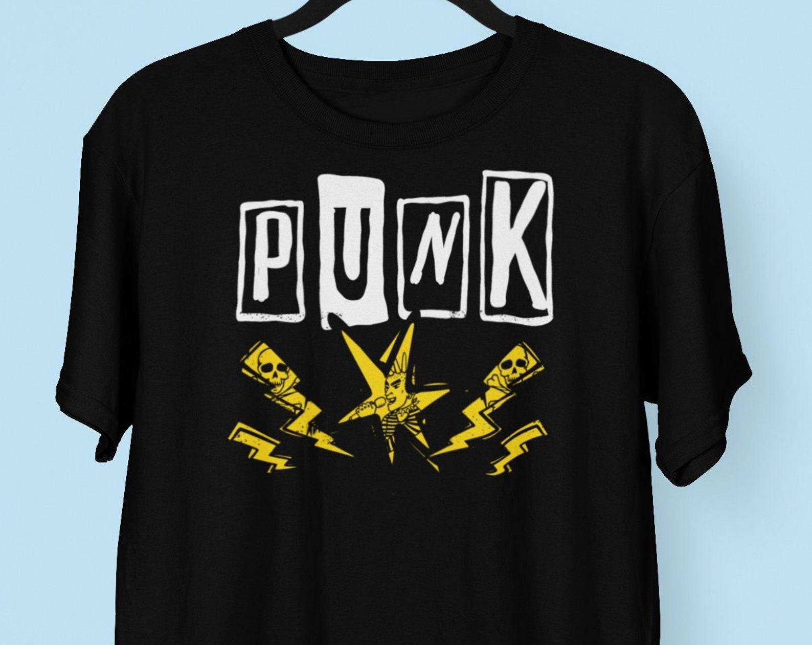 Punk Rock T shirt, Punk Rock Singer Skulls Grafiti T shirt S