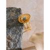 Eetit Trending Stainless Steel Natural Stone Flower Hollow Adjustable Ring 18K Golden PVD Plated 2025 Finger Jewelry Gift