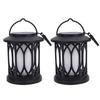 2 Pack Solar Hanging Lights, Outdoor Solar Lantern with Flickering Flame Effect, Monocrystalline Solar Panel, IP65