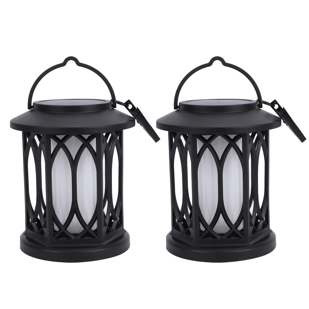 2 Pack Solar Hanging Lights, Outdoor Solar Lantern with Flickering Flame Effect, Monocrystalline Solar Panel, IP65