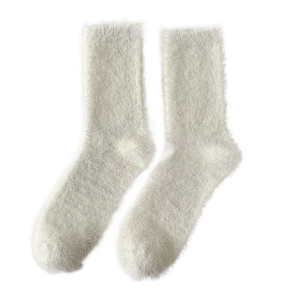 

Warm Solid Color Simple Trendy Fashion Man Socks Middle Tube Hosiery Korean Style Socks Mink Velvet