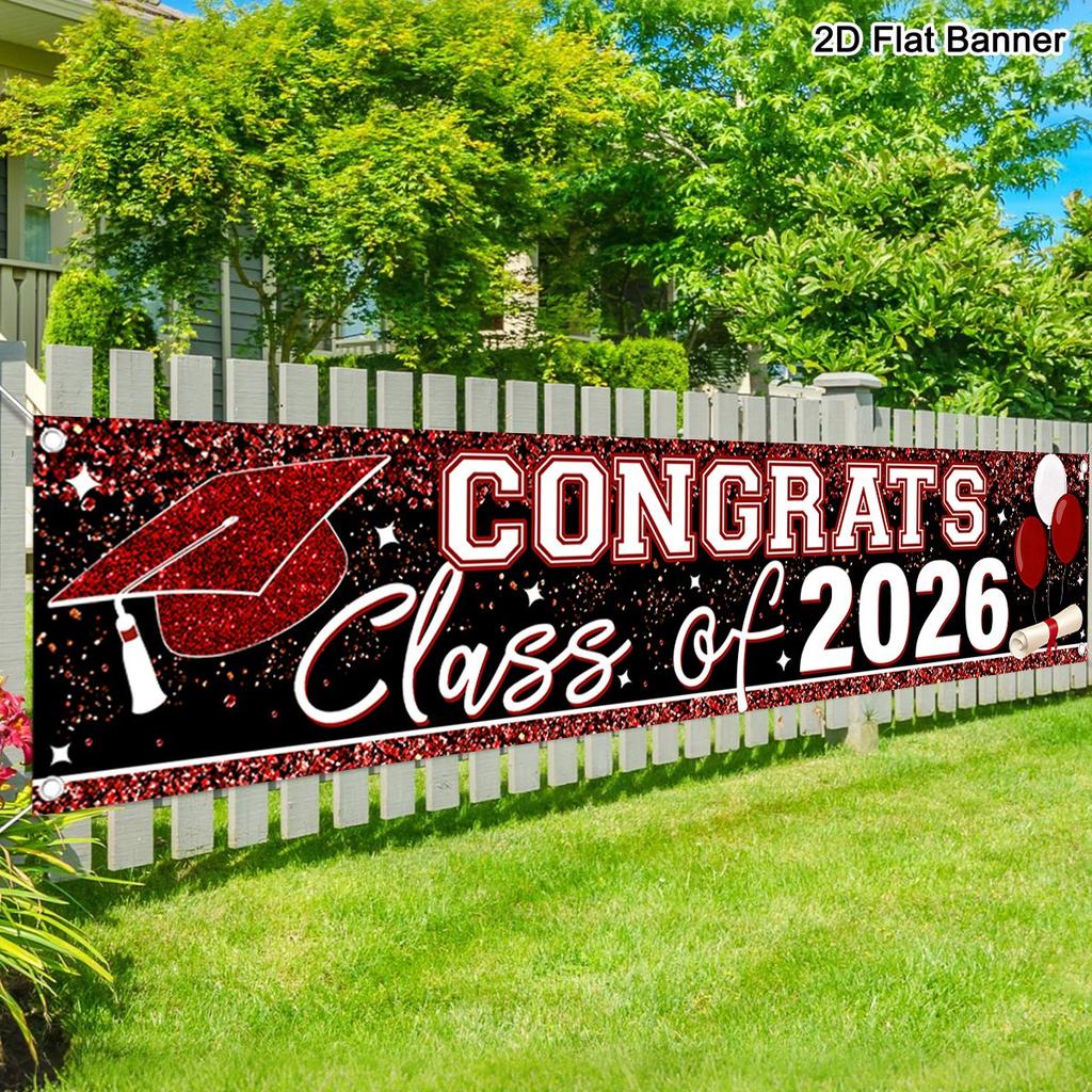Happy Graduation Outdoor Banner Bachelor'S Cap Balloon Party Decorative Background Photography Graduate Party Supplies Gift