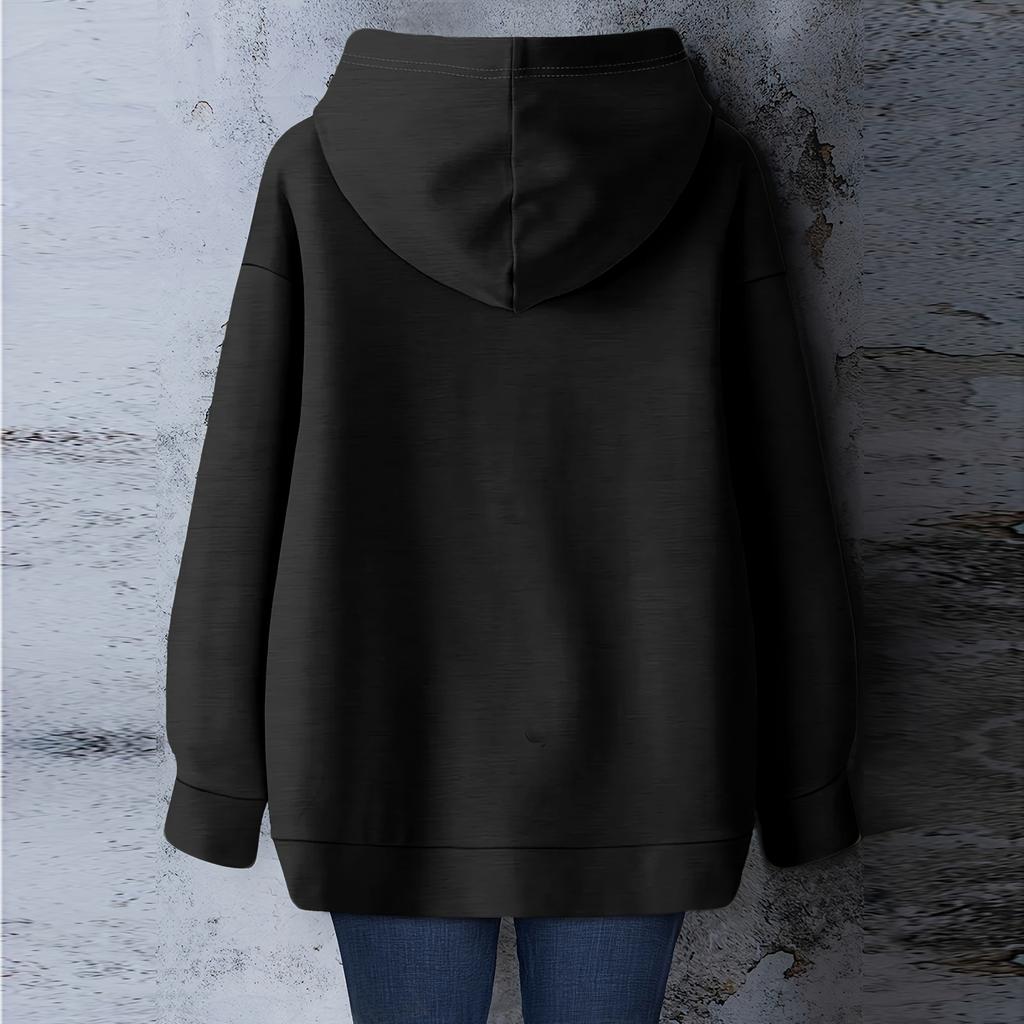 Women's Christmas Print Loose Casual Long Sleeve Hooded Sweatshirt