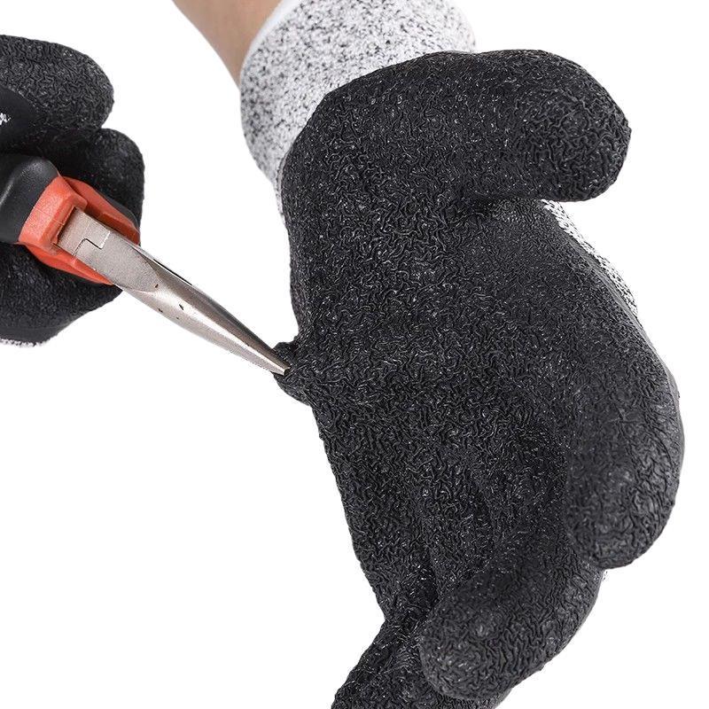 Cut-Resistant Anti-Stab Latex Safety Gloves - Wear-Resistant, Anti-Slip, Thickened Construction Gloves