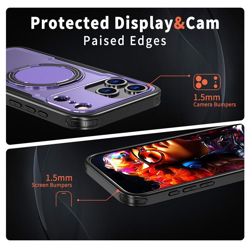 Magnetic Bracket Drop-Proof Phone Case for iPhone 17 Pro Max, Compatible with iPhone 17/16/15/14/13 Models