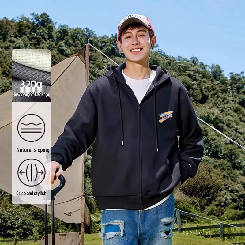 Baleno Men's Waffle Knit Hooded Zip-Up Cardigan