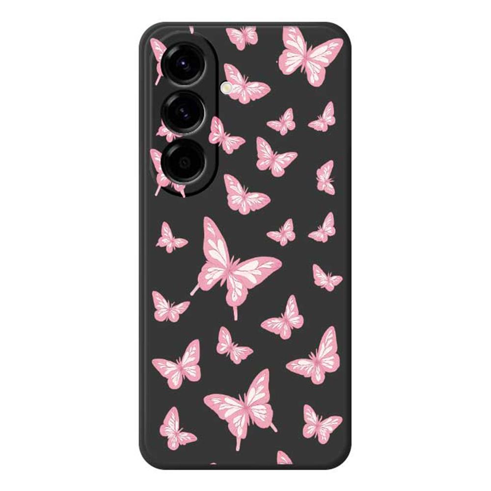 For Samsung Galaxy A56 5G Case Pink Butterflies Pattern Printing Straight Edge TPU Phone Back Cover