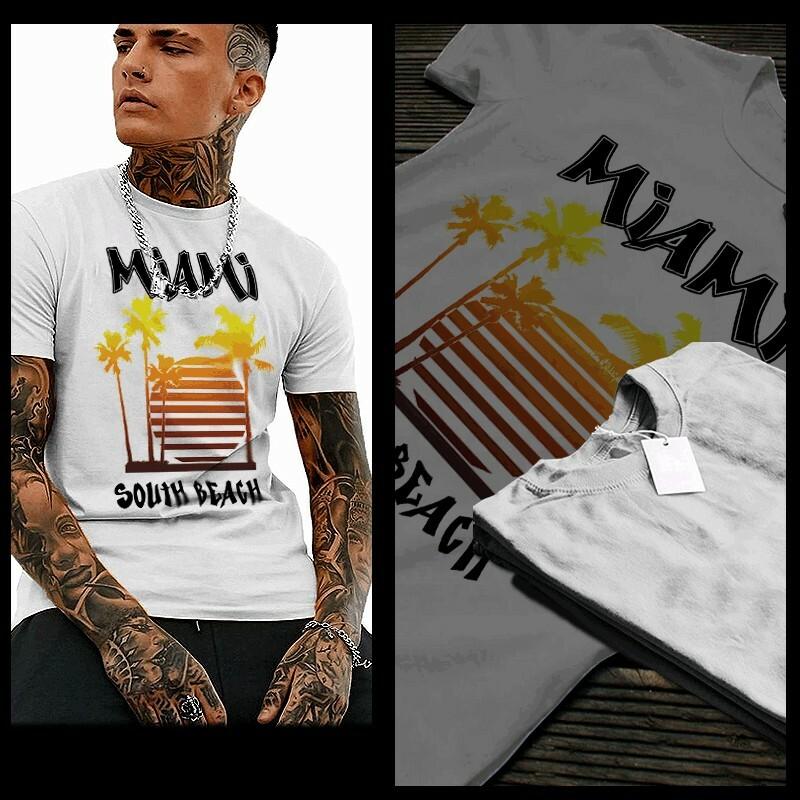

Miami T-Shirt south beach Florida Miami Beach Dade USA Streetwear XL White M