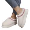 Thick Soles Wear Winter Headscarf Half Slippers, New Ethnic Style Lace Wool Semi-support Snow Cotton Slippers