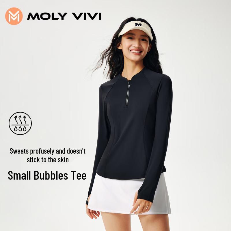 MOLY VIVI Women's Small Bubble Quick-Dry Long Sleeve Athletic Tee