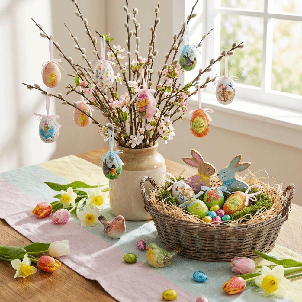 Painted Foam Easter Eggs DIY Craft Colorful Easter Eggs Pendant Handmade Happy Easter Hanging Ornaments Easter Party