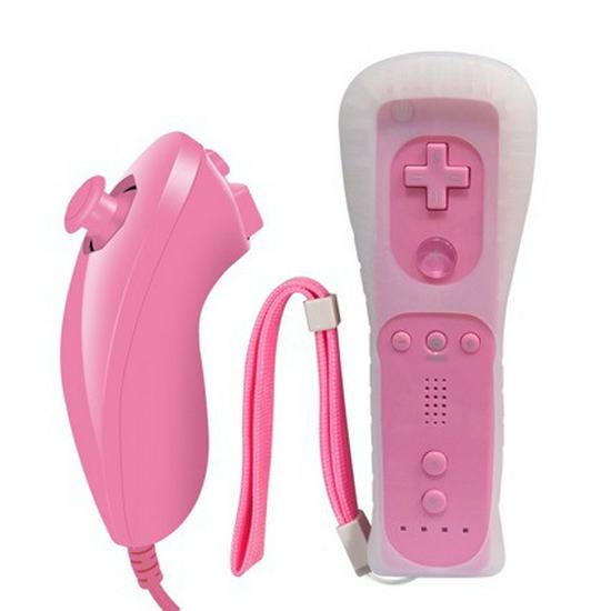 Wii Game Controller: Straight Handle + Bent Left-Hand Chicken Leg Grip with Silicone Cover