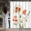 1pc Nordic Flower Shower Curtain - Large Floral Print, Simple & Stylish, 72x72", 12 Hooks, for Hotel & Bathrooms