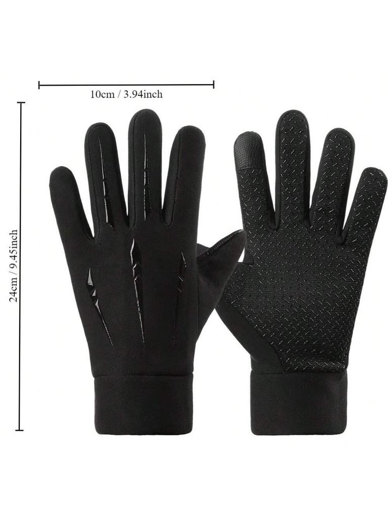 Fleece Lined Warm Motorcycle Gloves Men Full Finger Touchscreen Windproof