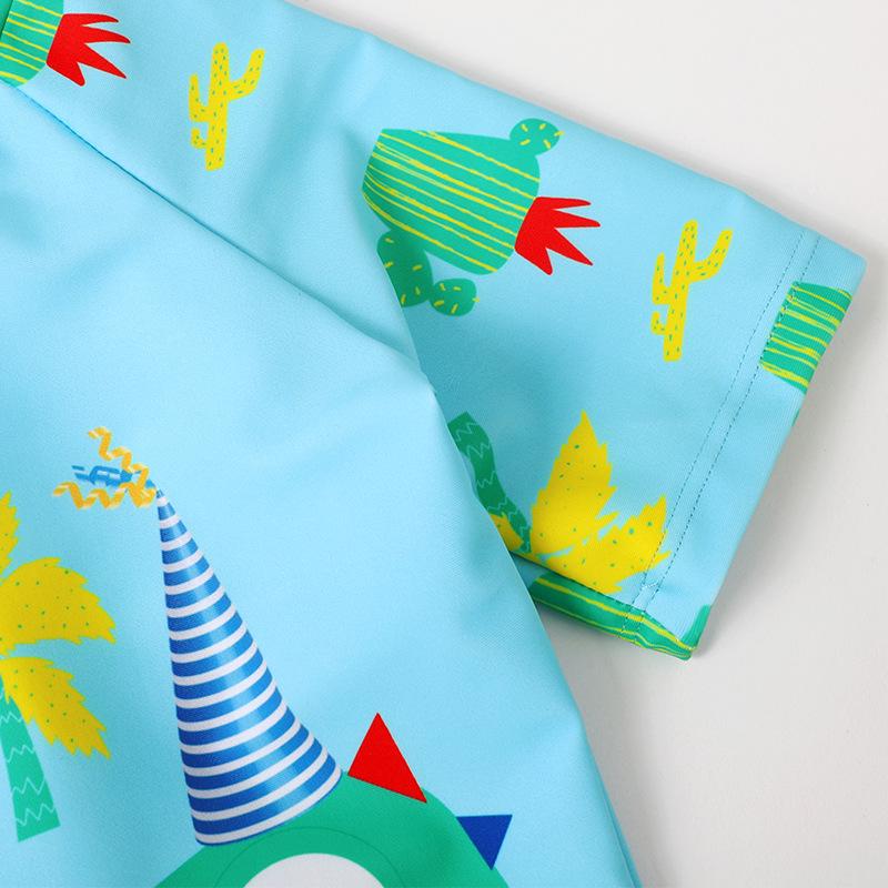 2025 Boys' Cartoon Quick-Dry Short Sleeve One-Piece Swimsuit for Toddlers