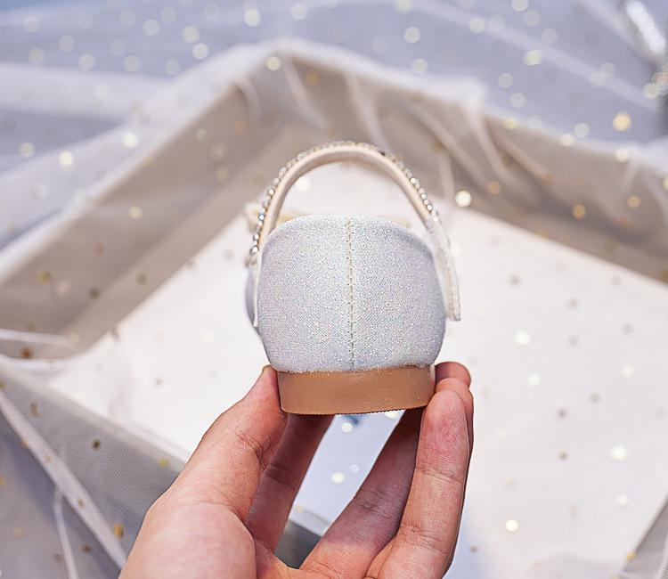 Girls' Crystal Bow Leather Shoes - New 2025 Spring/Autumn Soft Sole Princess Style