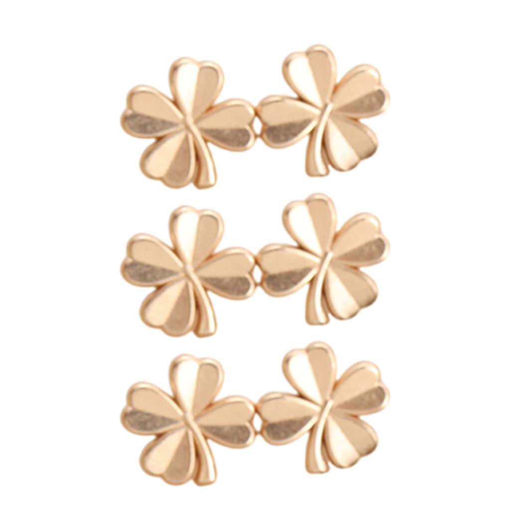 3/6Pieces Clover Waist Tighten Pin for Pants Jeans Metal Waist Cinching Button Clasp Waist Brooch Clip Waist Fitness Pin