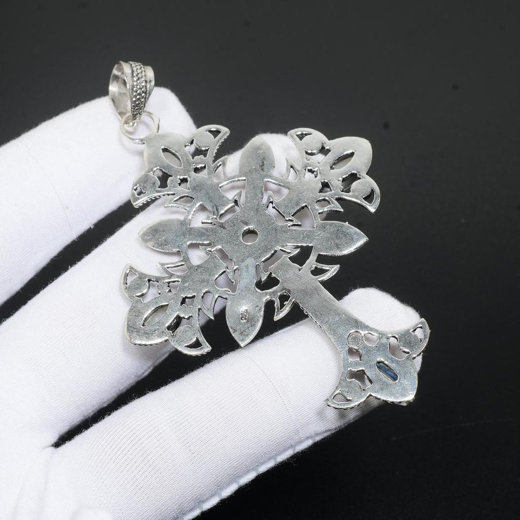 Mondstein Edelstein Handgefertigter 925 Sterling Silber Anhänger Natürlicher Mondstein Anhänger Kreuz Design Anhänger Mondstein Schmuck für Geschenke