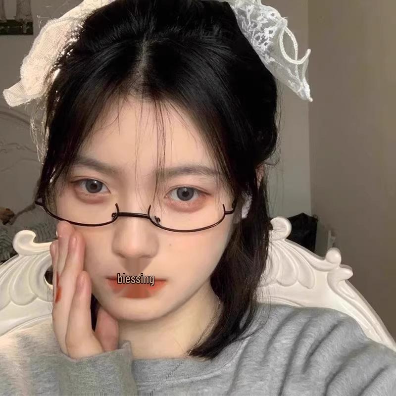 Retro Niedliche Dekorative Halbrahmenbrille für Damen – Pure Desire Stil, Ohne Gläser, Geeignet für Korrekturgläser