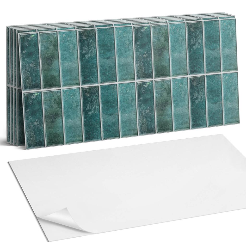 Package of Vinyl Tiles with Print Ready for Installation Chic Rectangular Tiles 6X60X30 Cm