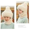 Women Winter Hat with Integrated Scarf Cold-proof Front Cover Thick Plush Warm Full Protection Outdoor Cycling Travel Cold Weather Cap