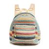 Women's Ethnic-Style Straw Backpack with Double Layer Zipper