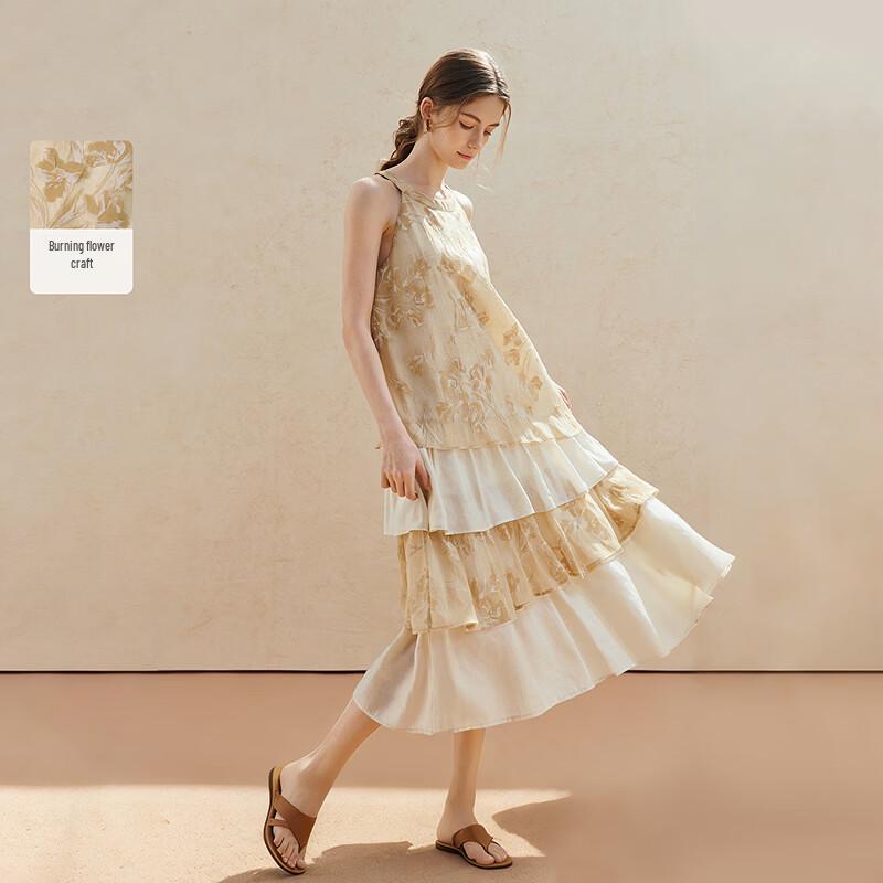 INMAN New Chinese Style Halter Burn-out A-line Dress L