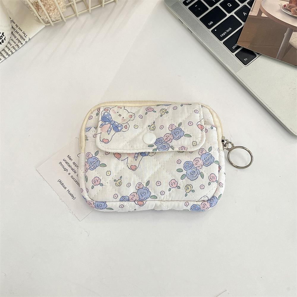 Cute Cartoon Floral Quilted Multifunctional Bag: Organizer, Document Holder, Coin Purse, Card Holder