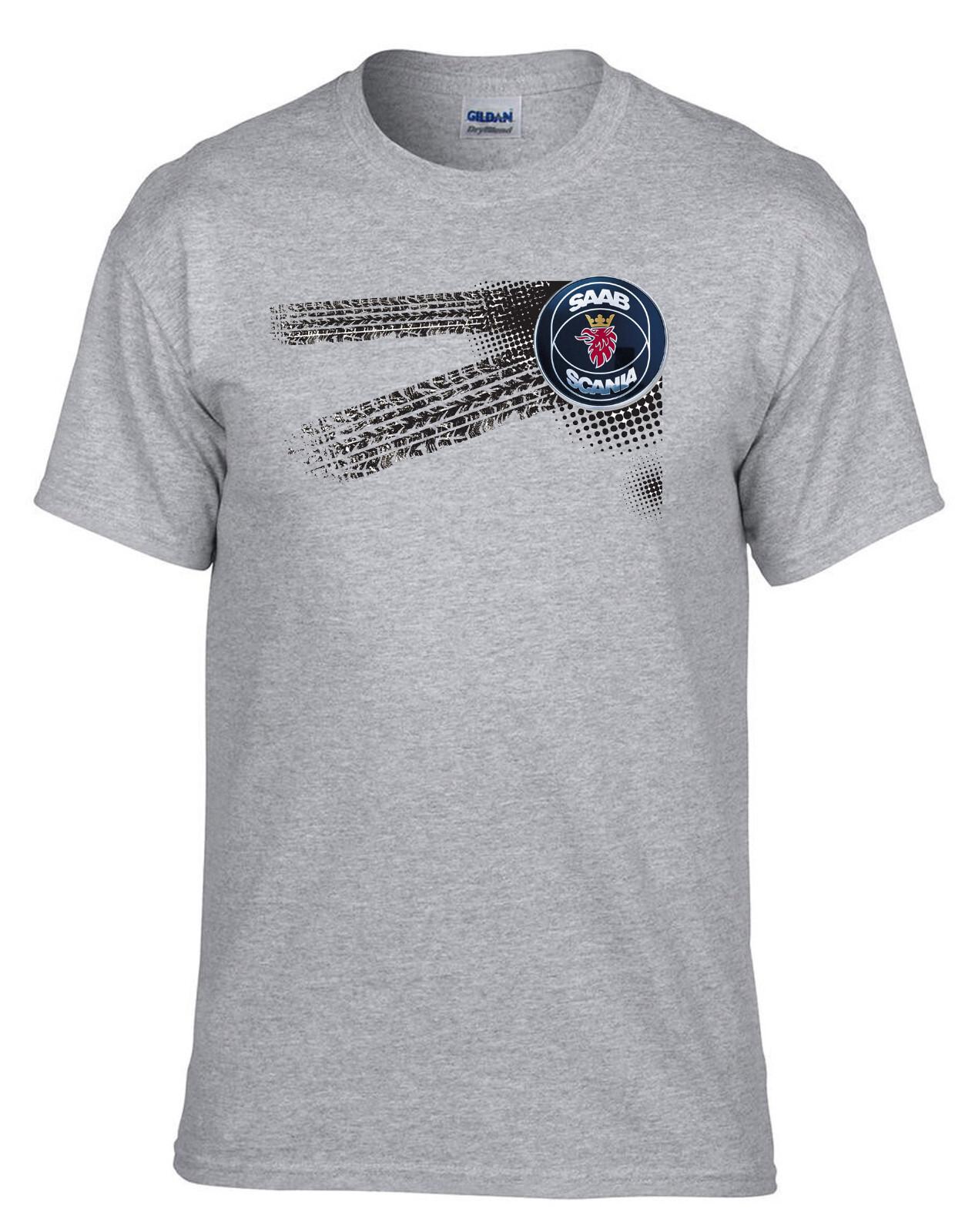 26 SAAB Scania Truck Car Logo Grey T-Shirt -032_Grey- Unisex T-Shirt XL