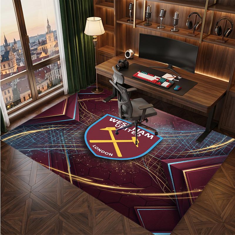 West Ham United Football Print Crystal Velvet Rug, Comfortable Water Absorbent Non Slip Indoor Floor Carpet