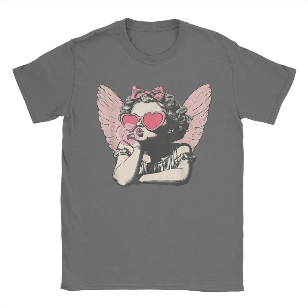 Retro Cupid Valentine Day Cute Cupid Blowing Bubble TShirt Summer  Harajuku TShirts Unisex Tees Short Sleeve Classic Tshirt
