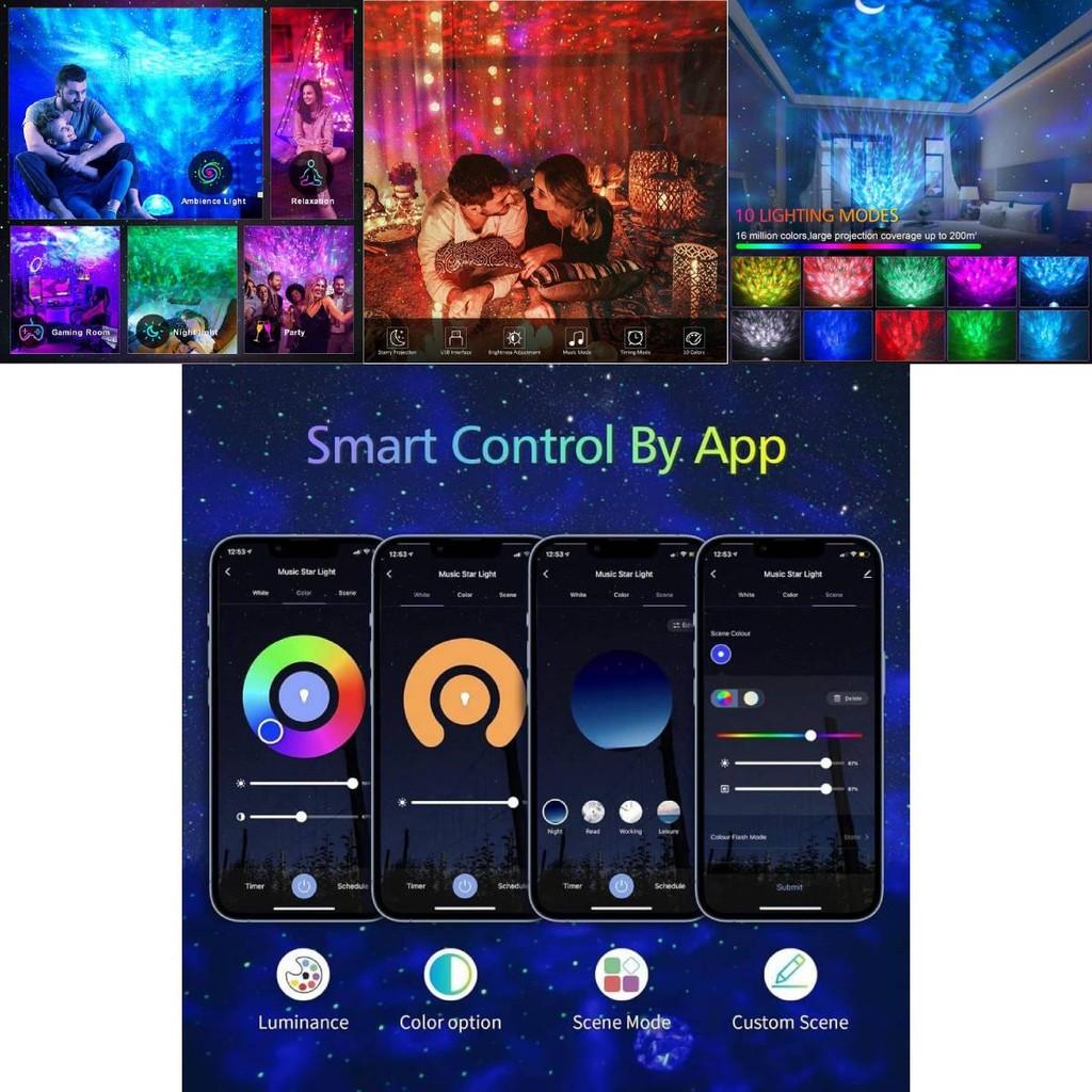 Stunning Laser Starry Sky Projector And Water Wave Night Light With Bluetooth Speaker