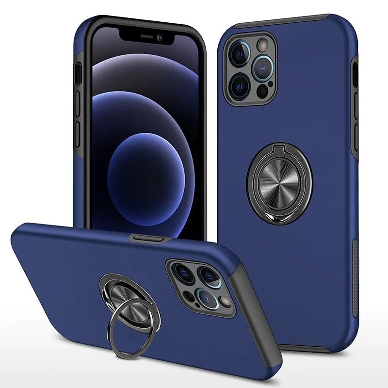 Magnetic Ring Holder Phone Case for IPhone 13 12 Mini 16 15 14 11 Pro Max XS X XR 7 8 Plus Plastic Hard Shell Shockproof Cover